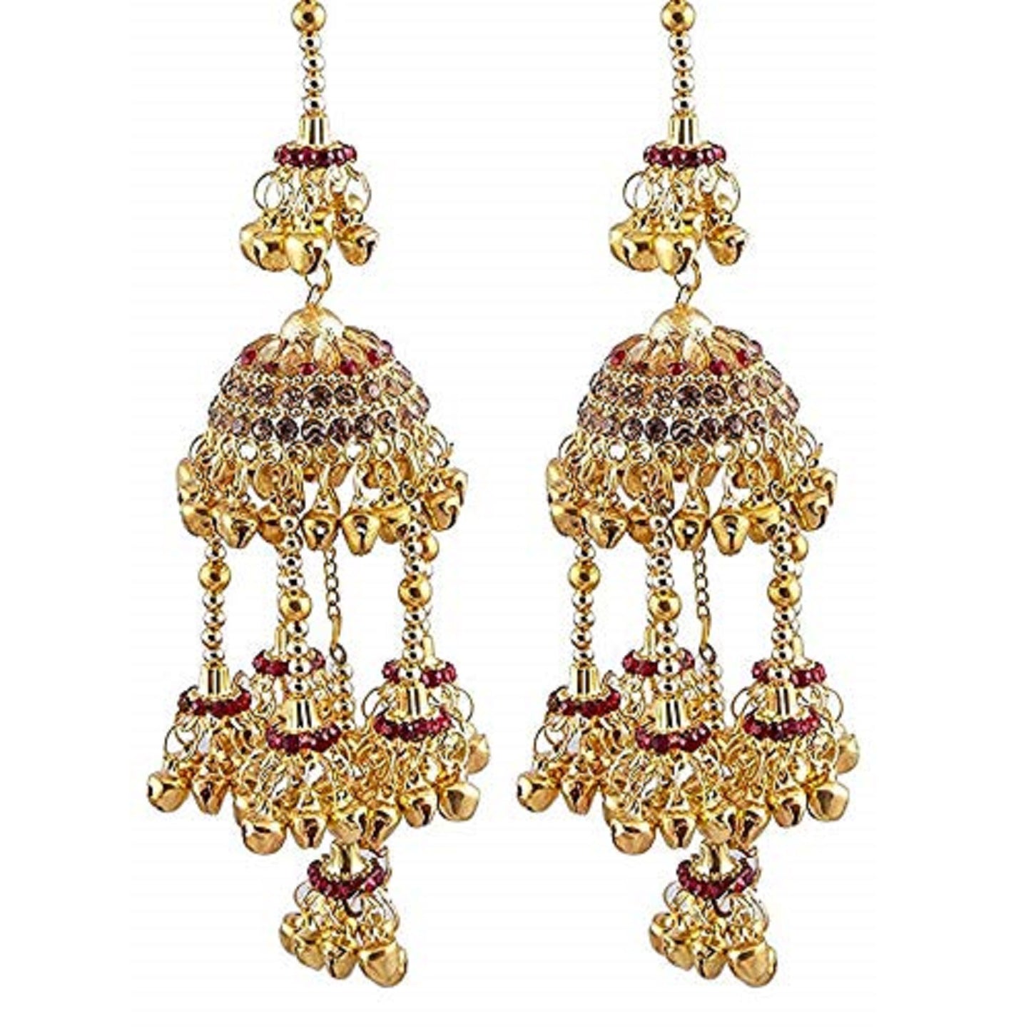 Chinar jewels Small Red Stone Golden Kalira.