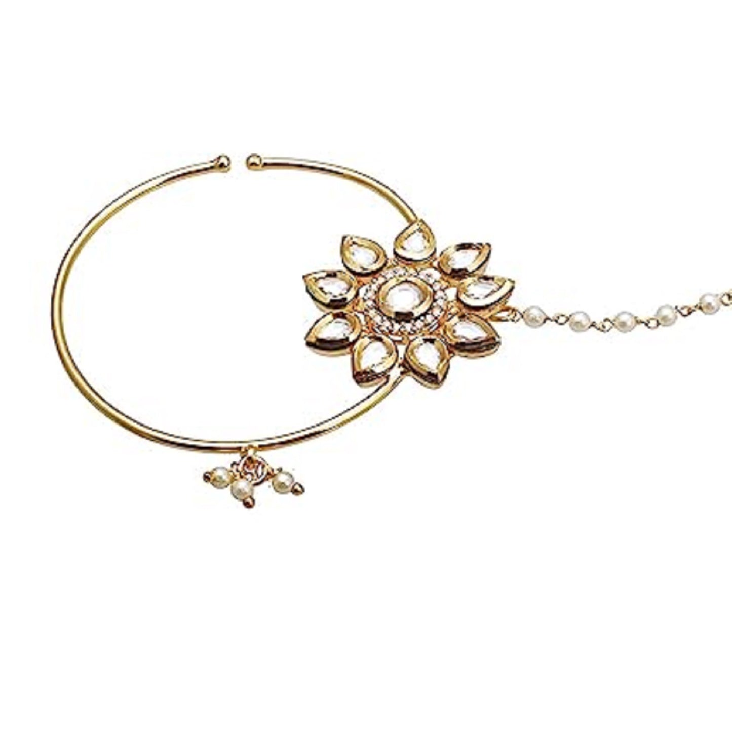 Chinar Jewels Leaf  Flower Kundan Nath.