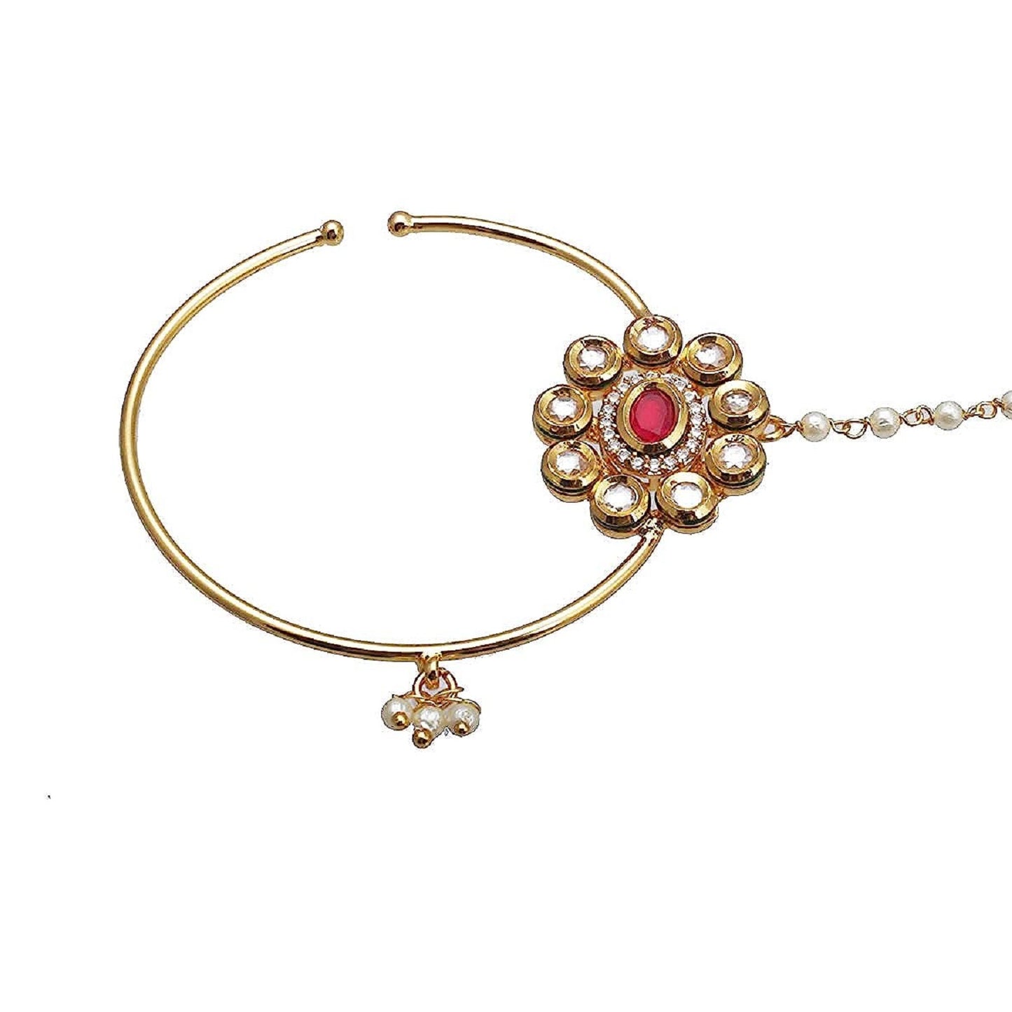 Chinar jewels Ruby Kundan Flower Nath.